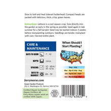 Load image into Gallery viewer, Lettuce Buttercrunch Organic Seeds