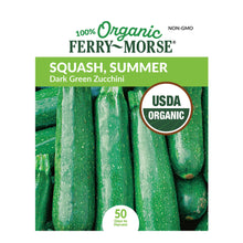 Load image into Gallery viewer, Squash Dark Green Zucchini Organic Seeds