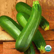 Load image into Gallery viewer, Squash Dark Green Zucchini Organic Seeds
