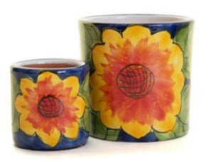 Hand Painted "Mini Madrid Sunflower" Ceramic Pots