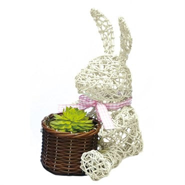 White Wicker Bunny Topiary