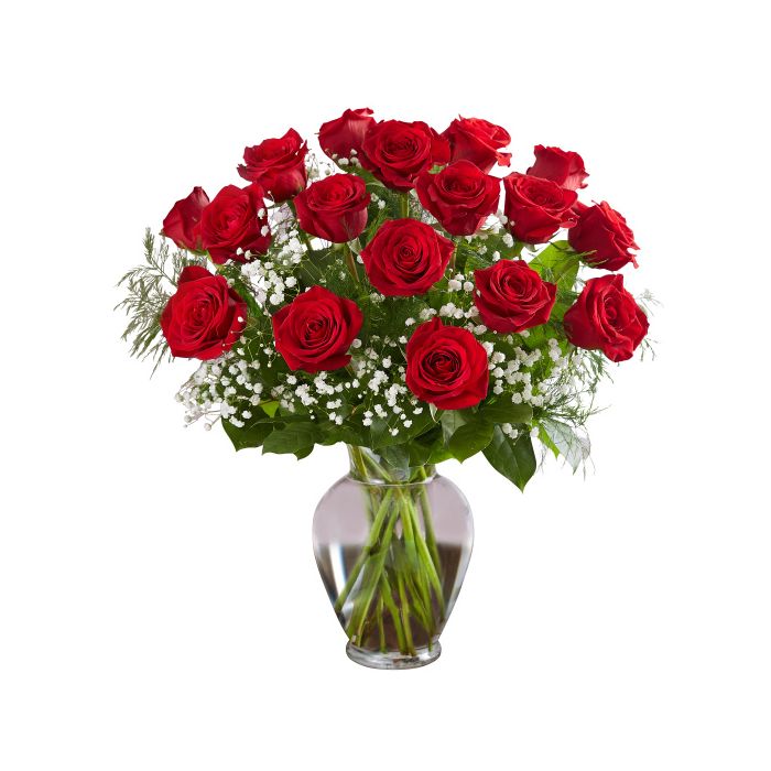 18 Roses With Vase